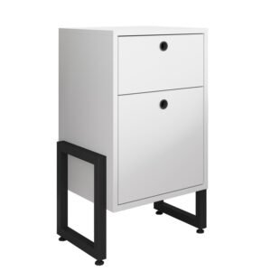 Cajonera WOLLY, multiusos, metal negro, 2 cajones, MDP blanco