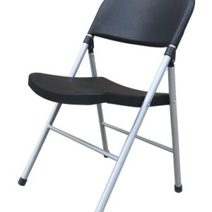 Silla BEACH, plegable, metal plata, polipropileno negro