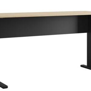 Mesa de oficina WORK, metal, bilaminado natural y negro 150 x 60 cms