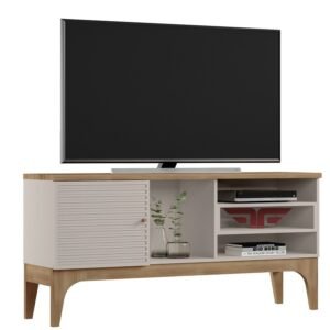 Mueble TV VENEZA, blanco roto y cedro, 136 cms.