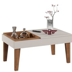 Mesa VENEZA, baja, MDP blanco roto y matte 68 x 41 cms