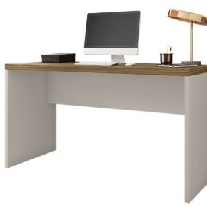 Mesa de oficina STUDIO 136, bilaminado miel y cacao, 136 x 60 cms