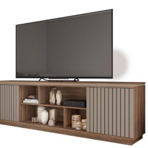 Mueble TV SIMETRIA, nogal y fendi, 180 cms.