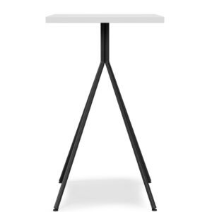 Mesa BISTRÓ, alta, metal negro, tapa de MDP color blanco, 60 x 60 cms