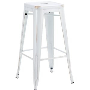Taburete TOL EK VINTAGE, acero, blanco