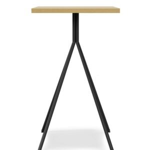 Mesa BISTRÓ, alta, metal negro, tapa de MDP color miel, 60 x 60 cms