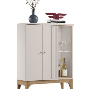 Bar buffet VENEZA, blanco roto y cedro, 90 x122 cms.