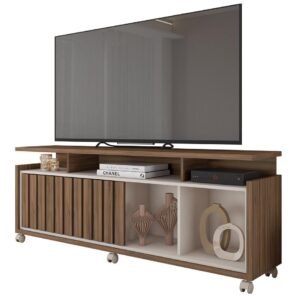 Mueble TV OASIS, nogal y blanco roto, 160 cms.
