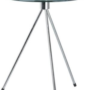 Mesa TRIPLICATE, baja, cromada, cristal,  50 cms diámetro.