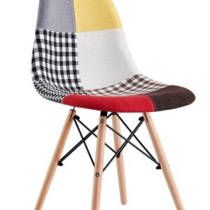 Silla STAR PAT24, madera, tejido patchwork color 24