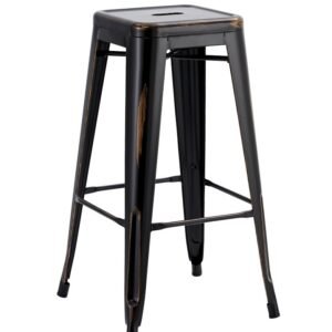 Taburete TOL EK VINTAGE, acero, negro