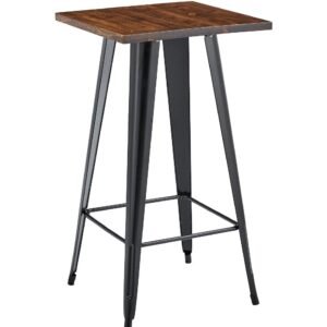 Mesa TOL EK WOOD, alta, acero, madera, negra, 60x60 cms