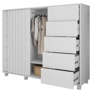 Cómoda PEGASUS, MDP blanco mate, 136 x 45 x 117,5 cms