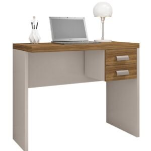 Mesa de oficina STUDIO 90, 2 cajones, bilaminado miel y cacao, 90 x 45 cms