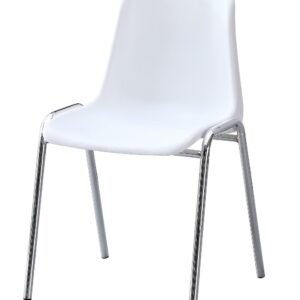 Silla CARCASA, apilable, cromada, polipropileno blanco