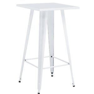 Mesa TOL EK LIMITED, alta, acero, blanca, 60x60 cms