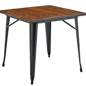 Mesa TOL EK WOOD, acero, madera, negra, 80x80 cms