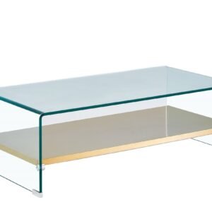 Mesa POITIERS, baja, estante, cristal, 110x55 cms