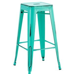 Taburete TOL EK VINTAGE, acero, verde agua