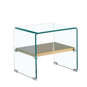 Mesa POITIERS, baja, estante, cristal, 50 x 40 cms