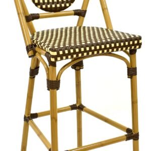 Taburete ALANIA, aluminio, ratán marrón y crema