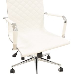 Sillón de oficina ZAGREB, giratorio, gas, basculante, similpiel blanca