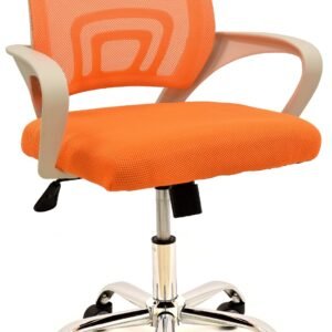 Sillón de oficina FISS NEW, blanco, gas, basculante, malla y tejido naranja
