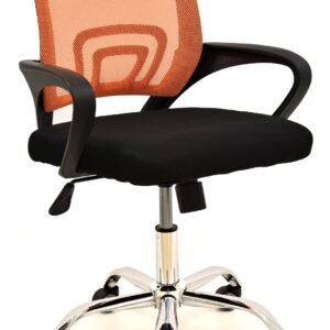 Sillón de oficina FISS NEW, negro, gas, basculante, malla naranja, tejido negro