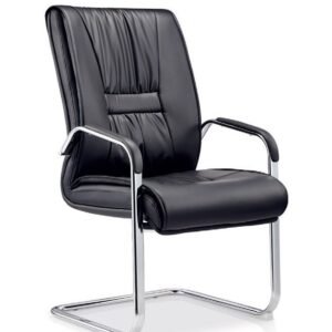 Sillón de oficina FLANDES, fijo de patín, cromado, similpiel negra