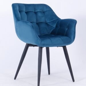 Sillón FABIO, metal, tapizado velvet 62 turquesa dark