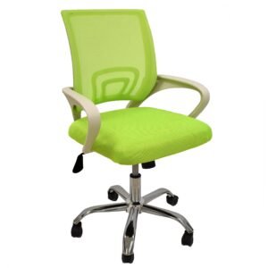 Sillón de oficina FISS NEW (M), blanco, gas, basculante, malla y tejido verde