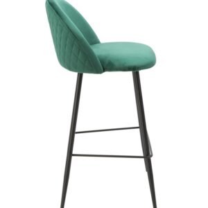 Taburete MAGDA, metal, tapizado velvet verde