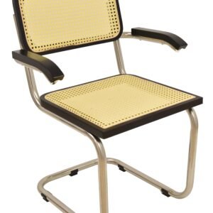 Sillón CES, acero inoxidable, lacado negro, rejilla beige