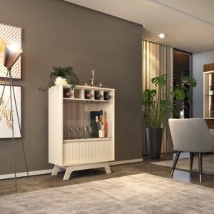 Vitrina BREST, cristal, blanco roto