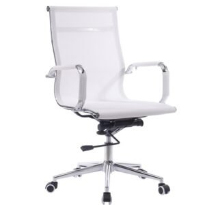 Sillón de oficina IGOR, giratorio, gas, basculante profundo, malla blanca