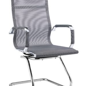 Sillón de oficina PRAGA, fijo, cromado, malla gris
