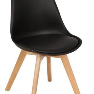 Silla TORRE 4P ( SU ), madera, polipropileno y cojín negro