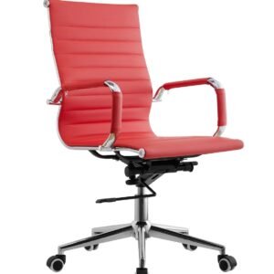 Sillón de oficina OLIVER, giratorio, gas, basculante profundo, similpiel roja