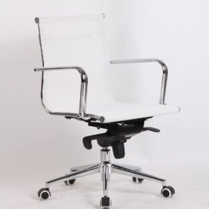 Sillón de oficina MAX NEW, giratorio, malla blanca