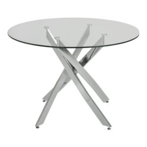 Mesa CHANTAL 100, cromada, cristal, 100 cms diámetro