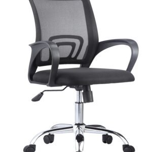 Sillón de oficina FISS NEW (M), negro, gas, basculante, malla y tejido negro