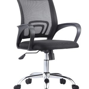Sillón de oficina FISS NEW (M), negro, gas, basculante, malla y tejido negro