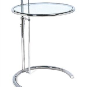 Mesa EG NEW, regulable, acero inoxidable y cristal, 50 cms de diámetro