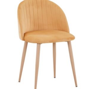 Silla VELVET NEW, patas metálicas, terciopelo amarillo mostaza 42