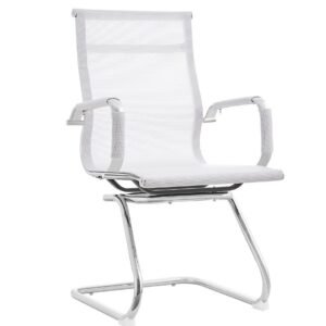 Sillón de oficina IGOR, fijo, cromado, malla blanca