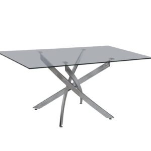 Mesa CHANTAL 150, cromada, cristal, 150 x 90 cms