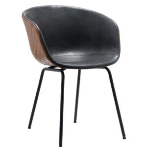 Sillón MISSOURI, metal, similpiel cuero marrón y negro
