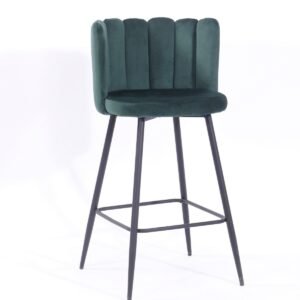Taburete RAMSES, metal, tapizado velvet verde