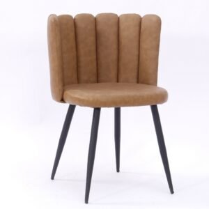 Silla RAMSÉS, metal, tapizado similpiel marrón claro