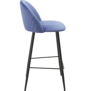 Taburete MAGDA, metal, tapizado velvet azul
